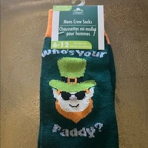 St. Patrick Green and Orange Crew Socks